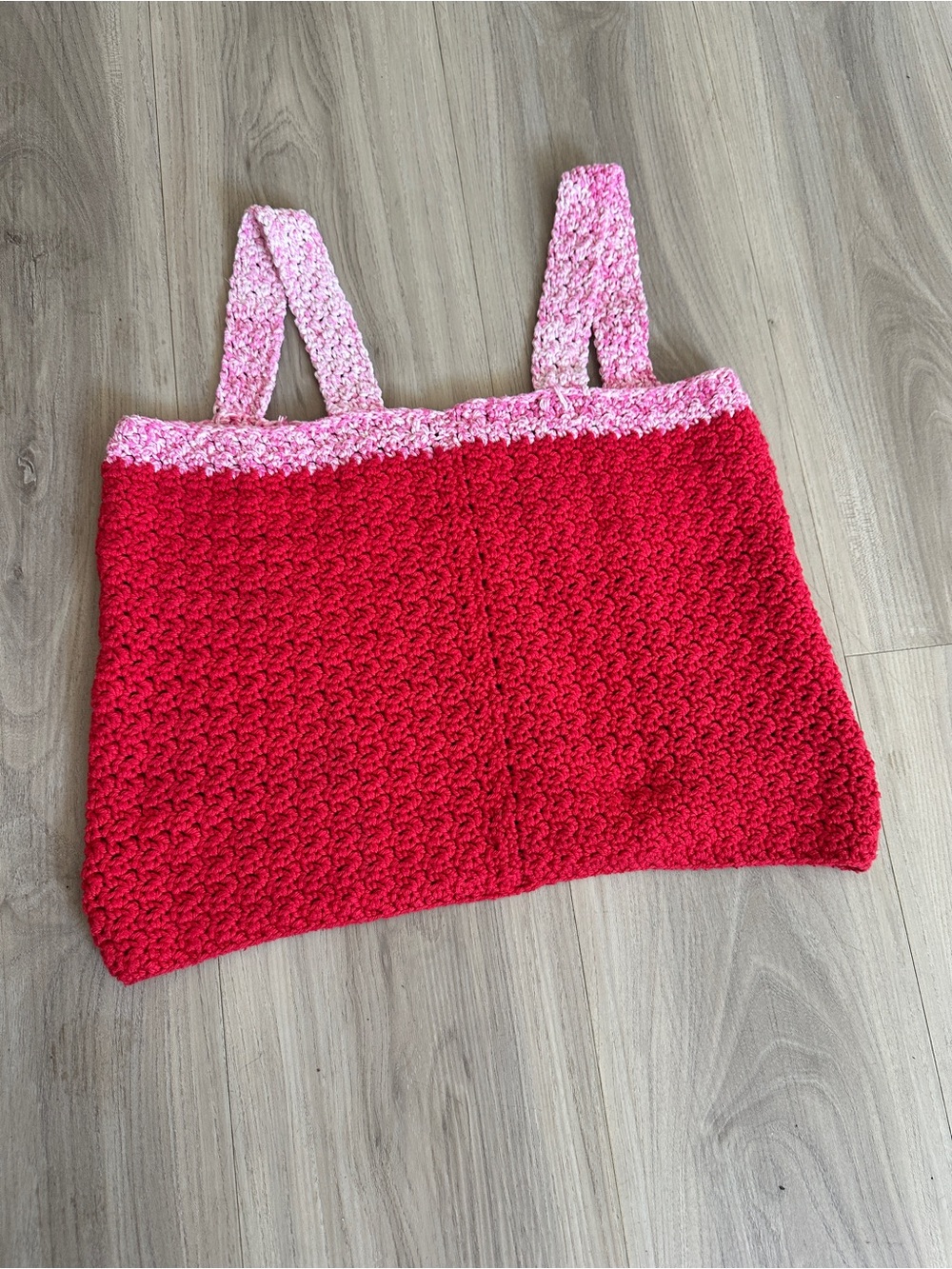 Crochet Crop Top Pink Red Knit Tank Cami Bodice M L